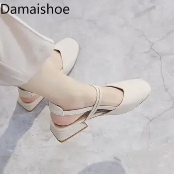 Сандале са приватним врхом, женске летње сандале на просеку пете, новина 2021. године, корејски стил, универзална ципеле у студентском стилу ретро стилу на масовном потпетице са каишем на щиколотке