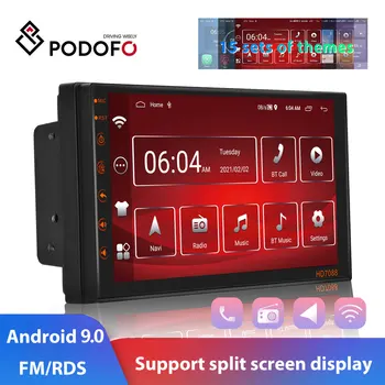 Podofo 2 Дин Андроид 10 Ауто-радио ГПС стереоприемник 7 