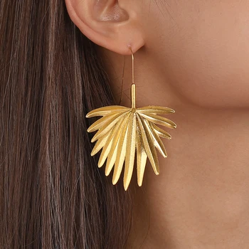 AENSOA, богемные геометријске минђуше у облику листова-златне боје за жене, минђуше са лишћем Гинко билоба, пунк накит поклон