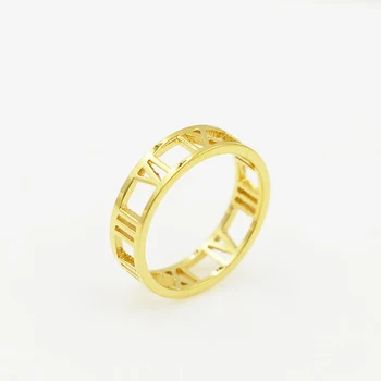 Класичне накит бренда, леп прстен са римским бројевима, прстен од нерђајућег челика боје злата за жене, поклон за годишњицу