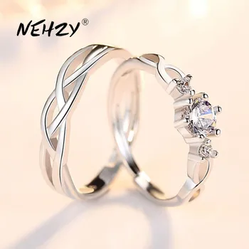 NEHZY сребрна игла 925 узорка, нови накит, модеран прстен за парове, поклон за годишњицу брака, жена, мушкарац, отворено прстен са кубних цирконием