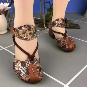 Женске ципеле у продаји, Новина 2023. године, Основне женске високим потпетицама ципеле, Летње Пословне Свакодневне женске ципеле-брод са штампом, Женске Сандале Zapatos