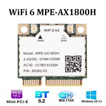 Мини-пцие Ви-Фи 6 Картица MT7921 Блуетоотх 5,2 AX1800 дуал-банд Вифи 6 Картица 1800 Мбит/с Бежични Адаптер 2,4 Г/5 Ghz За Лаптоп/ПЦ