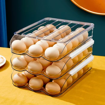 Држач за јаја, Контејнер за јаја великог капацитета 36 За фрижидера, 3-слойный штабелируемый касета за јаја, Кухињски аутоматски кутија за складиштење јаја