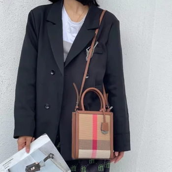 Свакодневни торба за телефон од коже 2023 Нова женска решетчатая луксузни мала торба преко рамена Модни тренд Торба преко рамена