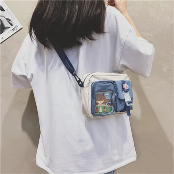 Корејски слатка мала торба са сердечком за девојчице, мека слатка студентски торба преко рамена, јапански торба-курир у стилу харадзюку, обичан кавайные торбу преко рамена