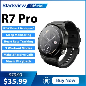 Blackview 2023 R7 Про IP68 Водоотпоран смарт сат за фитнес, Блуетоотх, меморија за позиве, паметан сат за мушкарце, жене, Андроид ИОС