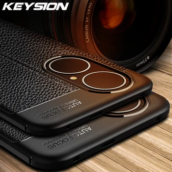 KEYSION Противоударный Случај за Huawei P50 P50 Про текстура коже мека силицон Поклопац са Задње стране телефона Хуавеи P40 Лите Е P30 Про