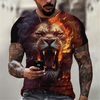 Винтажная мајица, мајица са 3Д штампе животиње, годишња улица мушка дизајнер одеће, хип-хоп топ, мајица велике величине кратак рукав